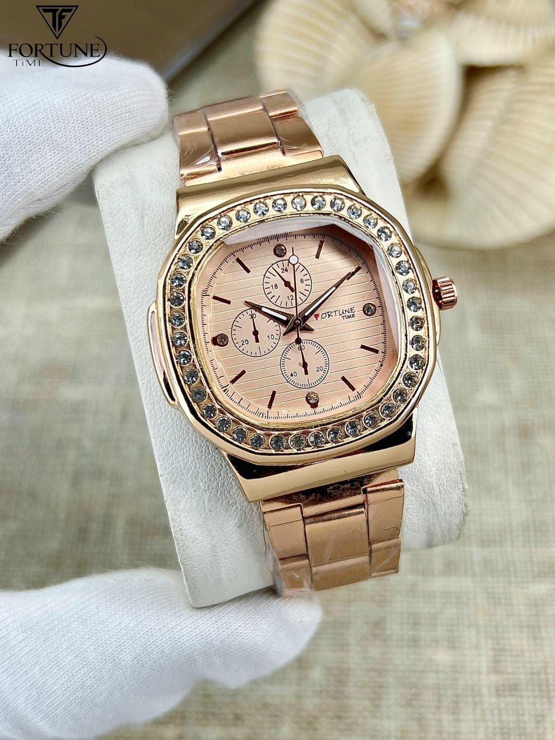 Women's Water Resistant Quartz Square Watch with Chain Strap - 1 Pc