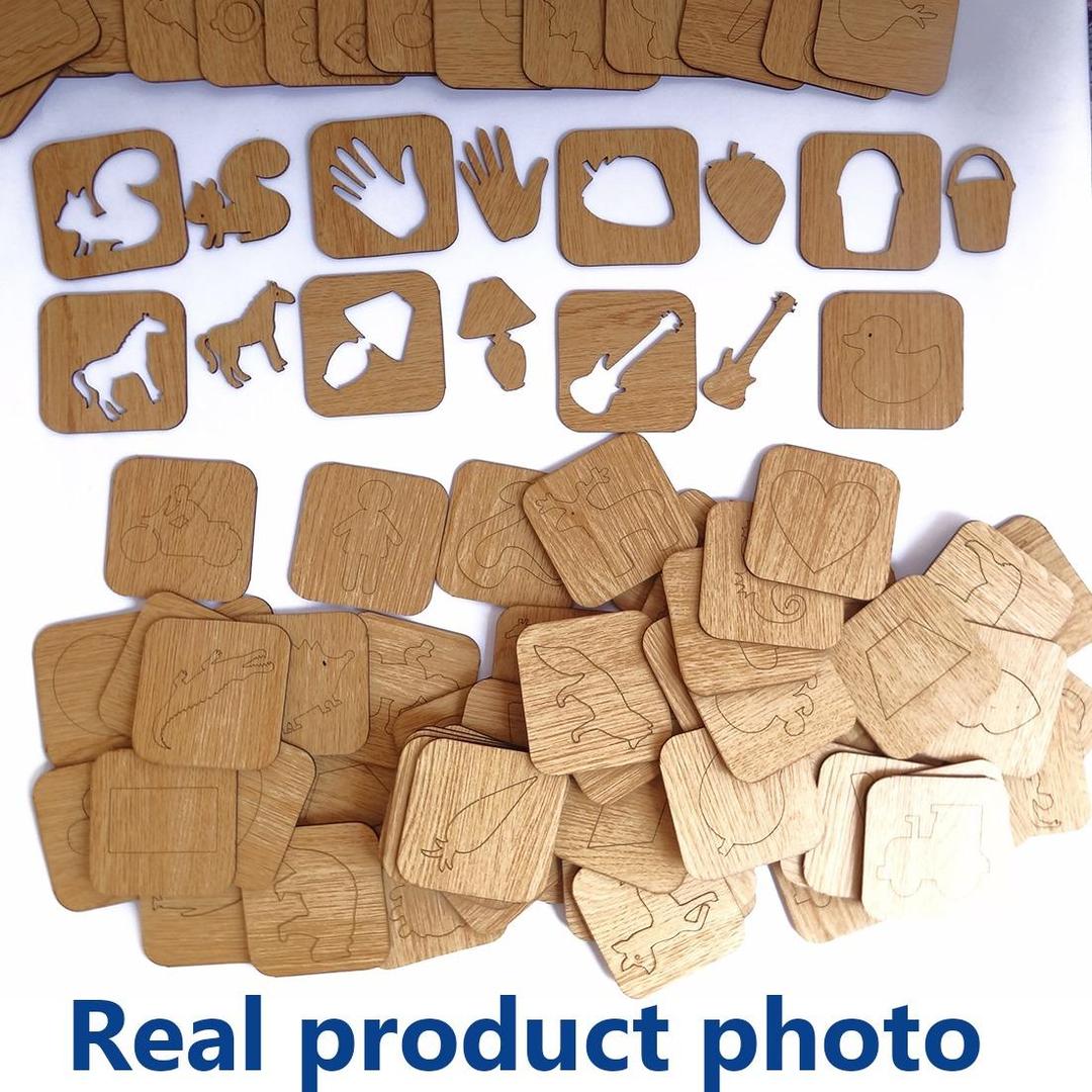 44 Pcs Wood Alphabets Stencil Drawing Kit