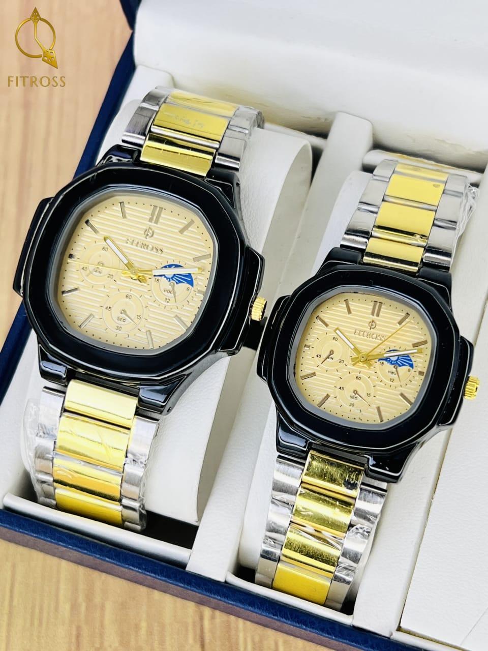 Stylish Couple Watches Set - 2 Pcs Quartz & Water Resistant Timepieces for Men & Women