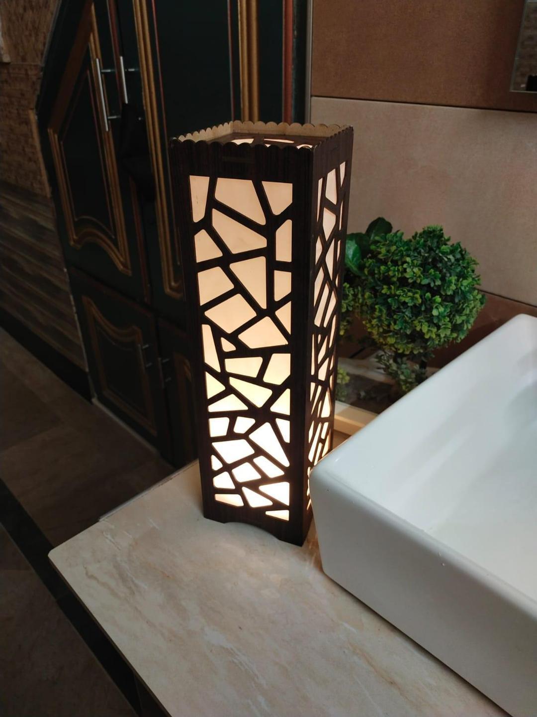 Big Size Wooden Side Table Lamp With Laser Cutting