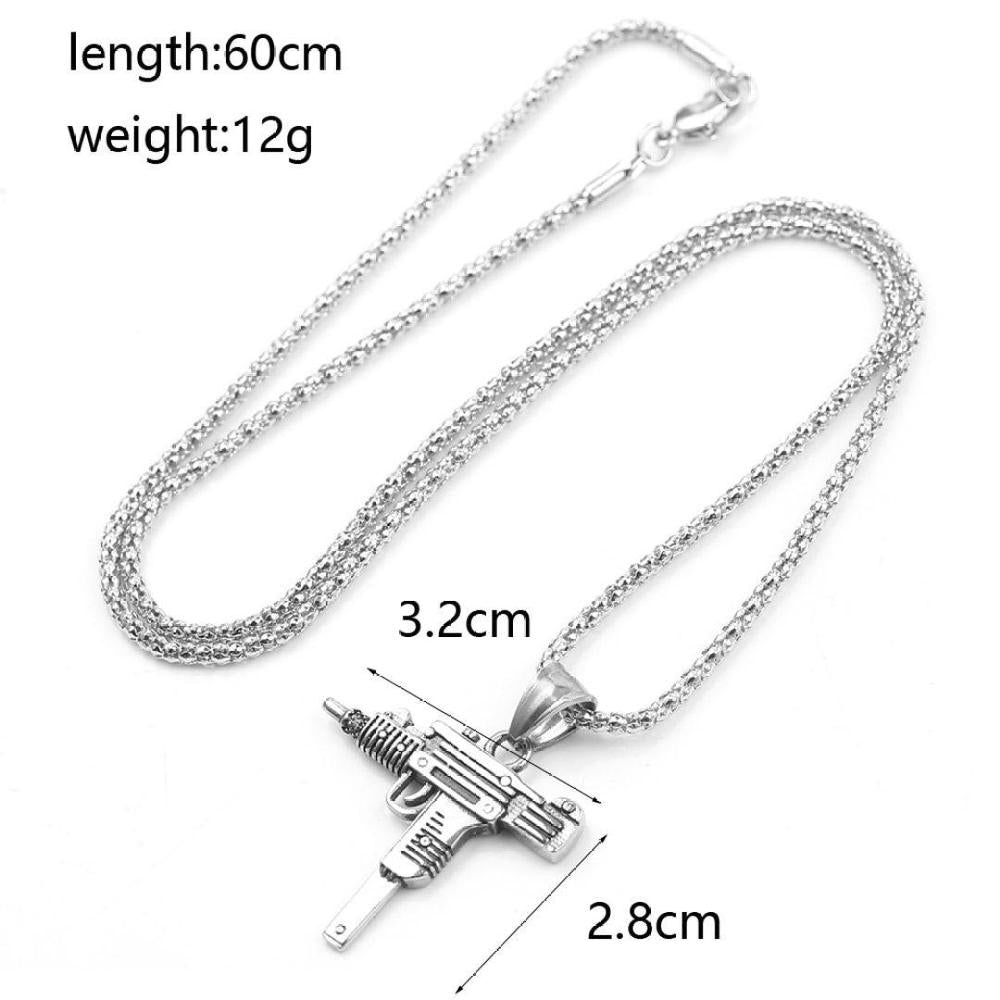 1 Pc Alloy Silver Plated Gun Design Pendant For Men