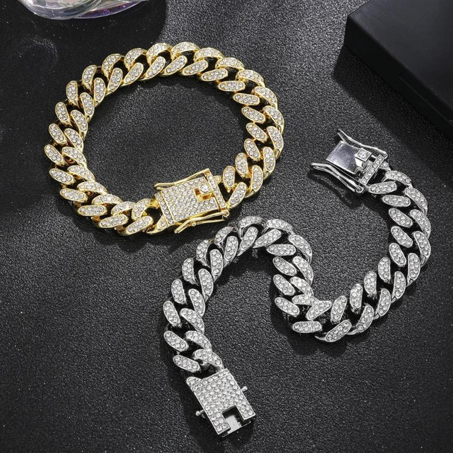 Unique Adjustable Gold & Silver Plated Rhinestone Chain Bracelet - 1 Pc Modern Design