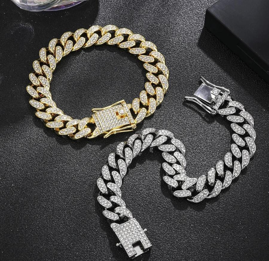 Unique Adjustable Gold & Silver Plated Rhinestone Chain Bracelet - 1 Pc Modern Design