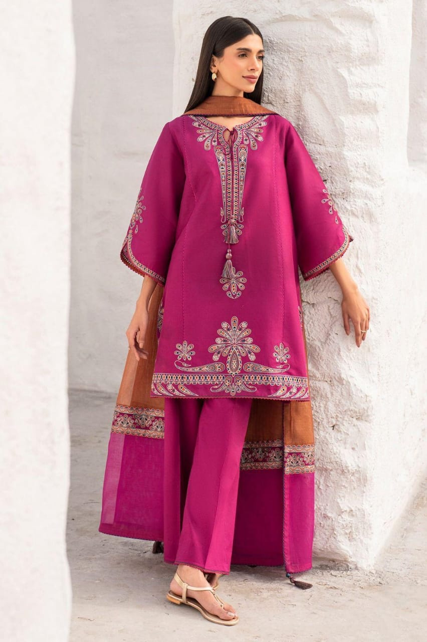 3 Pcs Women's Unstitched Embroidered Suit