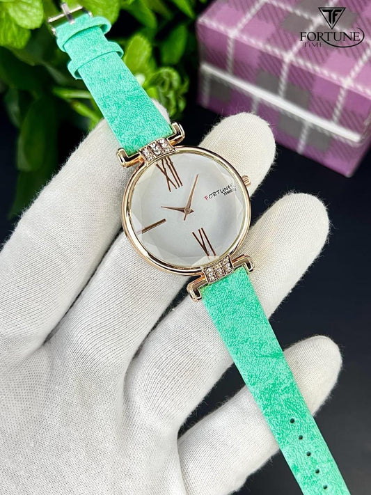 Stylish Women's Red Leather Quartz Watch -1 Pc Water Resistant Timepiece