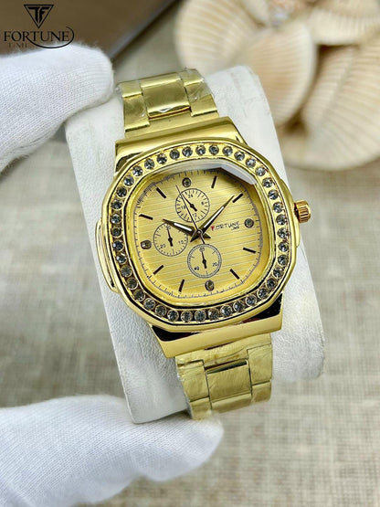 Women's Water Resistant Quartz Square Watch with Chain Strap - 1 Pc