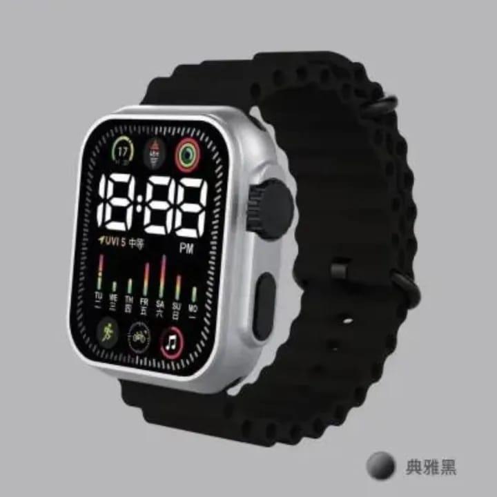 Unisex Waterproof Digital Display Watch - 1 Pc, Square Case with Textured Strap