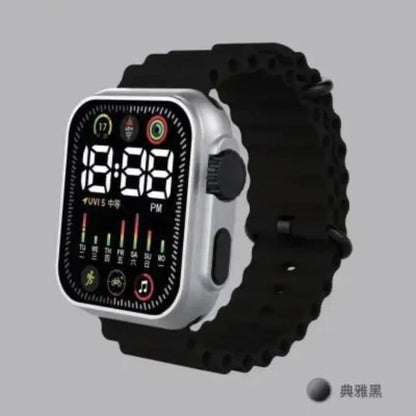Unisex Waterproof Digital Display Watch - 1 Pc, Square Case with Textured Strap