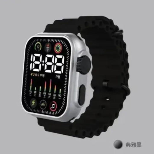 Unisex Waterproof Digital Display Watch - 1 Pc, Square Case with Textured Strap