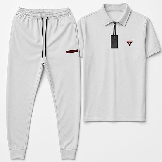 Men's Dri Fit Track Suit - 2 Pcs Silver Texture Set