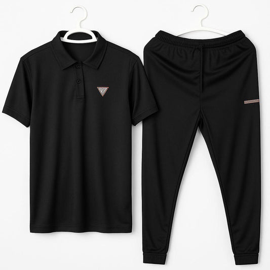 Men's Dri Fit Texture Track Suit - 2 Pcs Set in Black