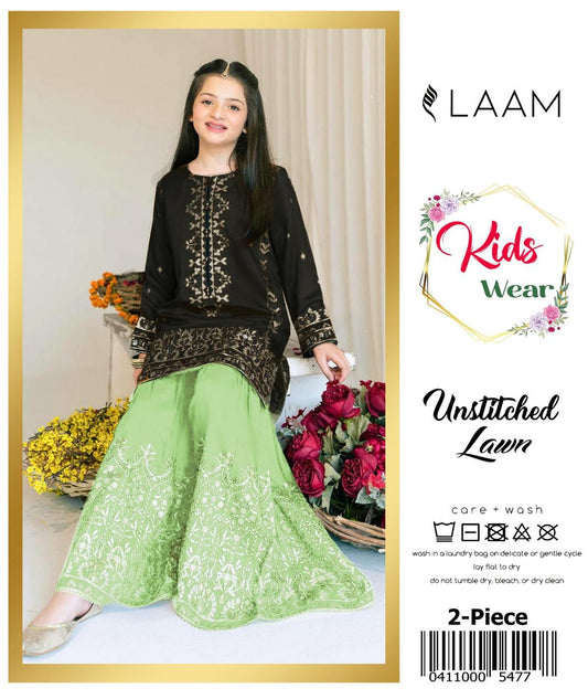 2 Pcs Girl's Lawn Embroidered Unstitched