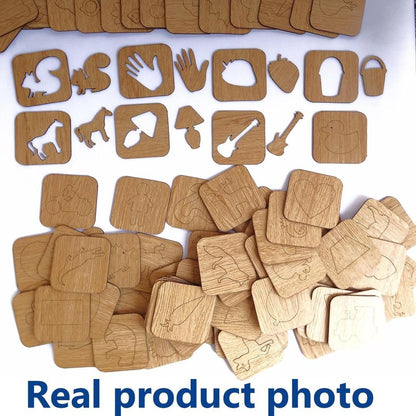 44 Pcs Wood Alphabets Stencil Drawing Kit