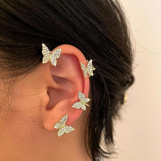 Funky Gold Plated Zircon Ear Cuffs