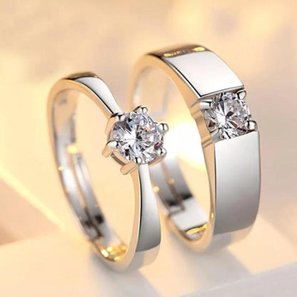 Charm Couple's Ring Set - Silver Plated | 2 Pcs Easy Wear Design