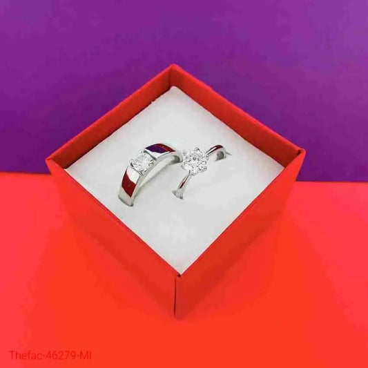 Charm Couple's Ring Set - Silver Plated | 2 Pcs Easy Wear Design