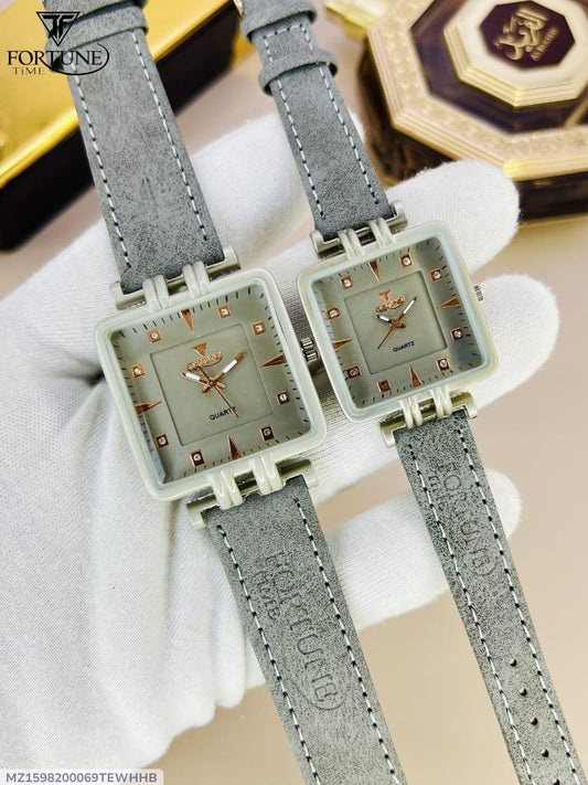 Stylish Quartz Couple Watches - 2 Pcs, Water Resistant, Gender: Unisex