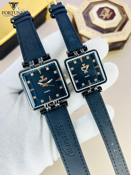 Stylish Quartz Square Watch for Couples - 2 Pcs Water Resistant