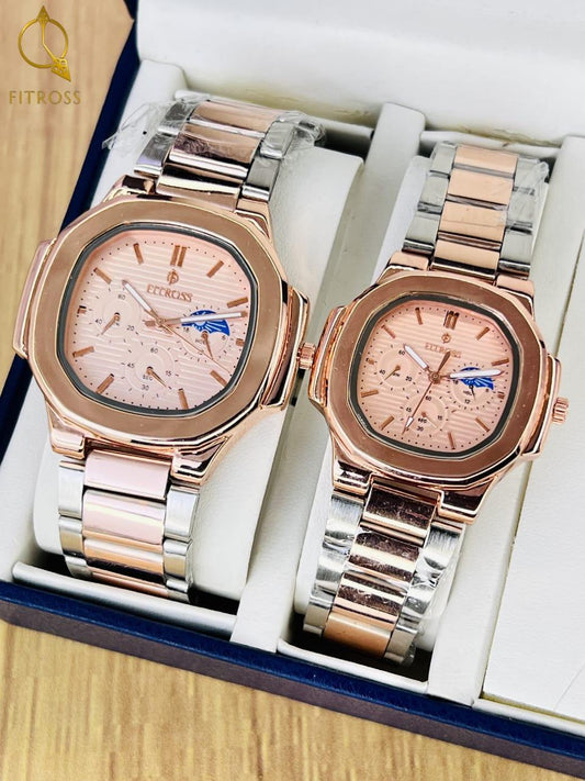 Stylish Couple Watches Set - 2 Pcs Quartz & Water Resistant Timepieces for Men & Women