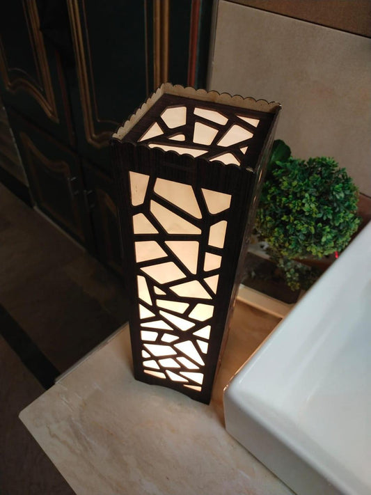 Big Size Wooden Side Table Lamp With Laser Cutting