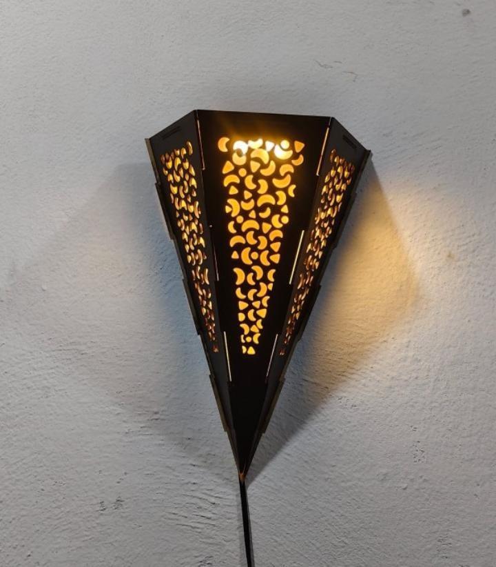 Scone Shaped Wooden Wall Hanging Lamp