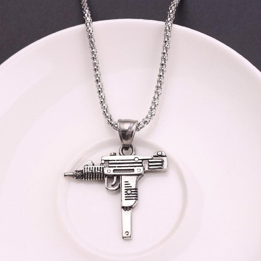 1 Pc Alloy Silver Plated Gun Design Pendant For Men