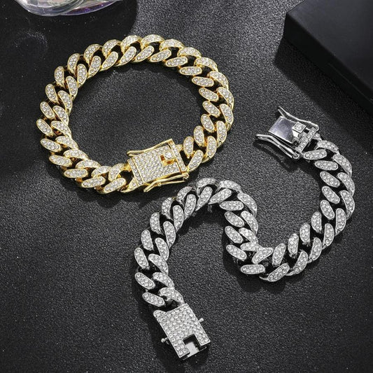 Unique Adjustable Gold & Silver Plated Rhinestone Chain Bracelet - 1 Pc Modern Design